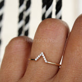 0.2ct Round Cut Moissanite V Shape Stackable Wedding Band 14K Yellow Gold Plated
