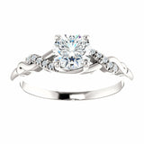 0.5ct Round Cut VVS1 D Diamond Solitaire Engagement Ring 14k White Gold Finish