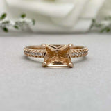 1.7ct Engagement Ring Radiant Cut Morganite Diamond Accents 14k Rose Gold Finish