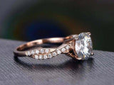 1.5ct Round Cut Diamond Engagement Ring Twisted Promise 14k Rose Gold Finish