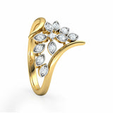 1ct Engagement Ring Round Cut Diamond Leaf Bypass Design 14k Yellow Gold Finish