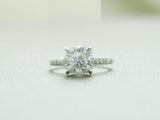 2.2ct Cushion Cut Simulated Diamond Bridal Set Hidden Halo 14k White Gold Plated
