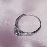 0.5ct Round Cut Simulated Amethyst Milgrain Engagement Ring 14k WhiteGold Plated