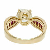 2ct Round Cut Diamond Engagement Ring Ruby Accent Solitaire 14k Yellow Gold Over