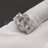 2.2ct Emerald Simulated Diamond Three Stone Engagement Ring 14k WhiteGold Plated