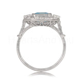 2.2ct Emerald Cut Simulated Aquamarine Art Deco Halo Ring 14k White Gold Plated