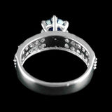 2.6ct Round Cut Blue Sapphire Cluster Accent Solitaire Ring 14k WhiteGold Finish