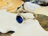 1.5ct Engagement Ring Round Cut Blue Sapphire Bridal Set 14k White Gold Finish