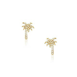 0.5ct Round Cut VVS1D Diamond Palm Tree Stud Earrings 14k Yellow Gold Finish