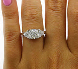 4.5ct Cushion Cut Trilogy Engagement Ring 14K White Gold Over Trapezoid Accents