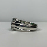 1ct Green Emerald Wide Solitaire Women Engagement Ring 14k White Gold Finish