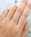 0.2ct Round Cut Moissanite Chevron Women Wedding Band 14k Yellow Gold Plated