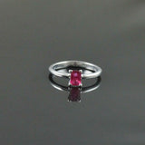 1ct Engagement Ring Emerald Cut Pink Ruby Solitaire Design 14k White Gold Finish