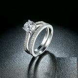 1.9ct Round Cut Diamond Engagement Ring 14k White Gold Finish Women Bridal Set