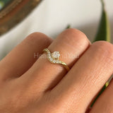 0.5ct Round Cut Moissanite Curved Women Engagement Ring 14k Yellow Gold Plated