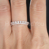1.9ct Round Cut Moissanite Full Eternity Bar Setting Band 14K White Gold Plated
