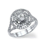 3ct Round Cut Diamond Double Halo Cocktail Engagement Ring 14k White Gold Finish