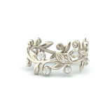 1ct Round Cut Diamond Wedding Ring Band Floral Leaf Inspired 14k White Gold Over