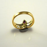 2.4ct Pear Cut Pink Ruby Art Deco Chevron Engagement Ring 14k Yellow Gold Finish