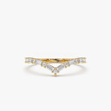 0.5ct Baguette Cut Simulated Diamond Curved Chevron Band 14k Yellow Gold Plated
