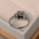 0.7ct Cushion Cut Black Diamond Solitaire Filigree Ring 14k White Gold Finish