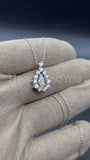 1ct Round Cut Moissanite Open Halo Pendant with Chain 14k White Gold Plated