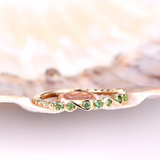 1ct Round Cut Green Peridot Wedding Band Half Eternity 14k Yellow Gold Finish