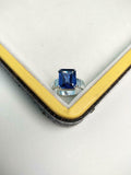 2.4ct Emerald Cut Blue Sapphire Braided Shank Solitaire Ring 14k White Gold Over