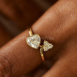 1ct Heart Simulated Diamond Bezel Petite Engagement Ring 14k White Gold Plated