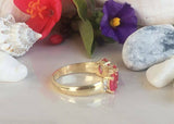 2ct Engagement Ring Oval Pink Ruby Stylish Stackable 14k Yellow Gold Finish