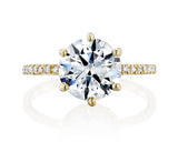 2.2ct Round Cut Moissanite Hidden Halo Engagement Ring 14k Yellow Gold Plated