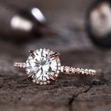 1.5ct Engagement Ring Round Cut Diamond Diamond Accent Halo 14k Rose Gold Finish