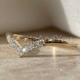 0.5ct Round Cut Moissanite Curved Stackable Wedding Band 14k Yellow Gold Plated