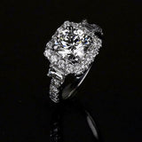 4Ct Round Cut Diamond Halo Iced Exquisite Engagement Ring 14K White Gold Finish