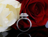 3.3ct Round Cut Diamond Unique Halo High Engagement Ring 14k White Gold Finish