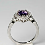 2ct Pear Cut Purple Amethyst Engagement Ring Halo Floral 14k White Gold Finish