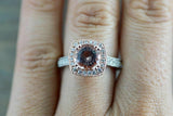 2.4ct Round Peach Morganite Halo Solitaire Engagement Ring 14k Dual Stone Finish