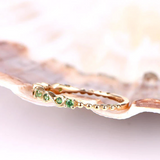 1ct Round Cut Green Peridot Wedding Band Half Eternity 14k Yellow Gold Finish