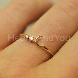 0.1ct Round Cut Moissanite Minimalist Engagement Ring 14k Yellow Gold Plated