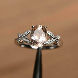 2ct Engagement Ring Oval Cut Peach Morganite Butterfly Accent 14k WhiteGold Over