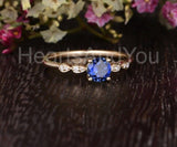 0.5ct Round Cut Simulated Blue Sapphire Minimalist Ring 14k Yellow Gold Plated