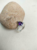 1ct Engagement Ring Pear Cut Purple Amethyst Three Stone 14k White Gold Finish