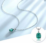 2ct Green Emerald Pendant Oval Cut Solitaire 14k White Gold Finish NO CHAIN