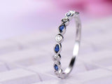 1ct Marquise Cut Blue Sapphire Wedding Band Half Eternity 14k White Gold Finish
