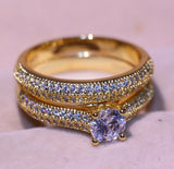 3ct Round Cut Diamond Engagement Ring 14k Yellow Gold Finish Bridal Set Promise