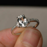 1.5ct Oval Cut Diamond Engagement Ring 14k White Gold Finish Accents Solitaire