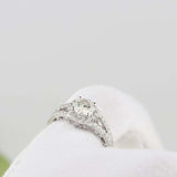 2.5ct Round Cut Diamond Engagement Ring Halo Split Shank 14k White Gold Finish