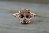 1.7ct Oval Peach Morganite Filigree Solitaire Engagement Ring 18k Rose Gold Over