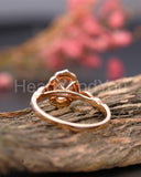 1ct Oval Cut Simulated Peach Morganite Halo Milgrain Ring 14k Rose Gold Plated