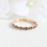 1ct Round Black Diamond Wedding Band Stackable Half Eternity 14k Rose Gold Over